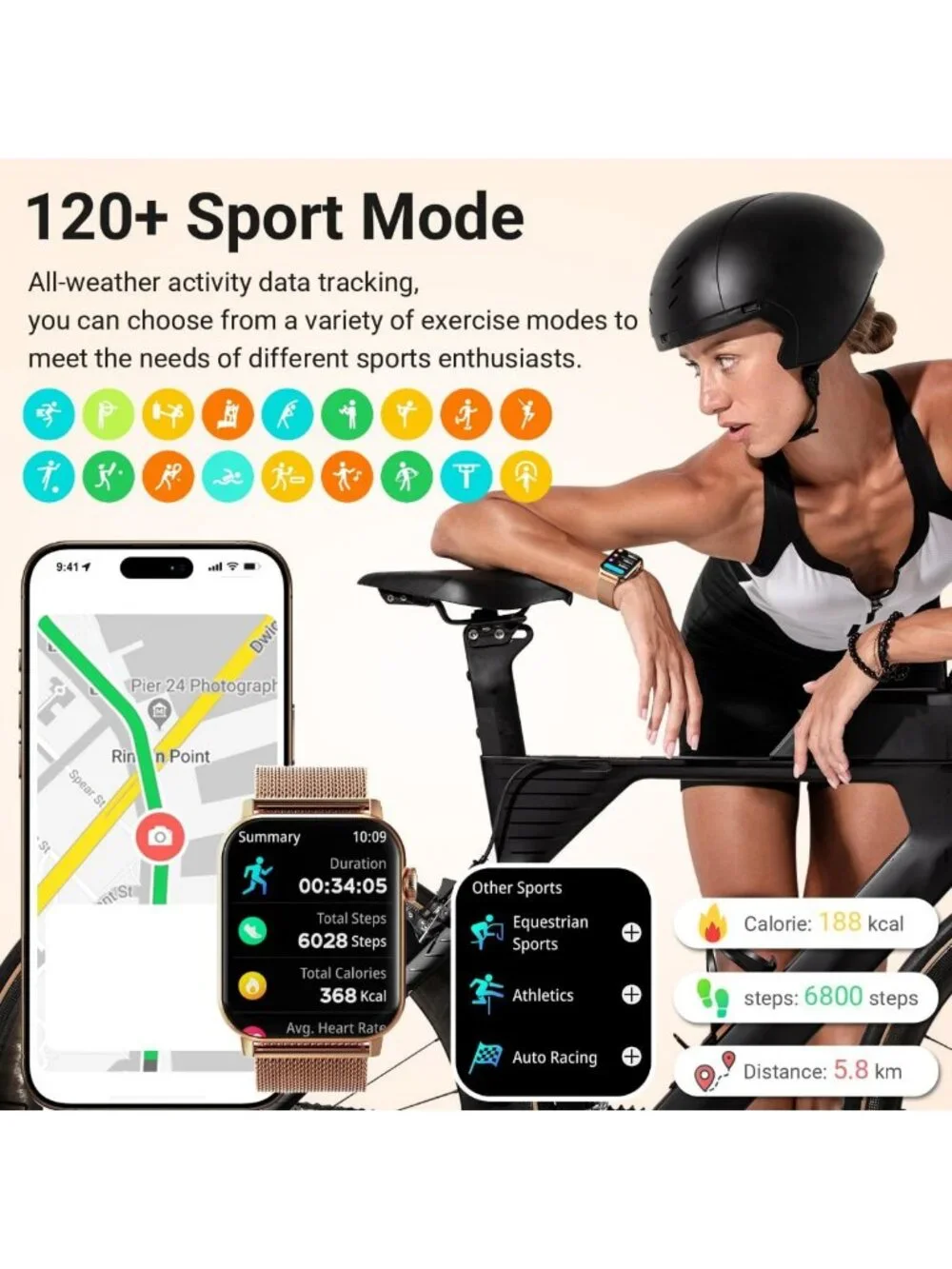 Stylish 1.83'' HD Smart Watch for Women - Fitness Tracker, Heart Rate Monitor